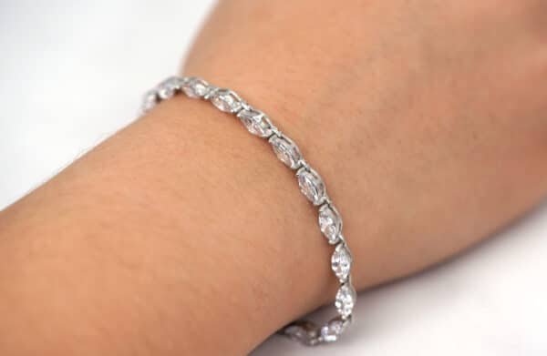 Sparkling Sterling Silver Tennis Bracelet Adorned with Large Zircon Stones