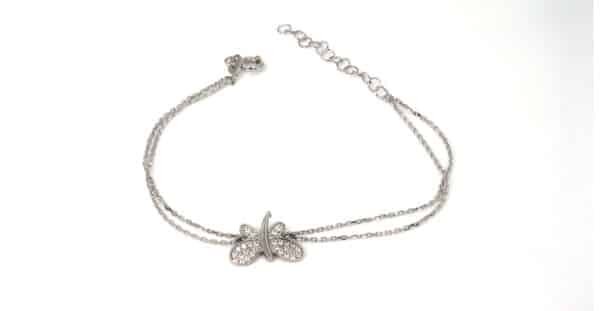 Enchanting Butterfly: Sterling Silver Bracelet with Sparkling Zircon Stones - Image 2