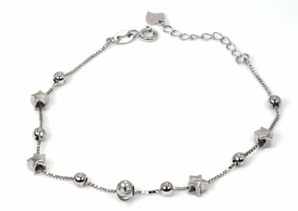 Enchanting Sterling Silver Bracelet with Dancing Stars, Beads  Charms - Image 3