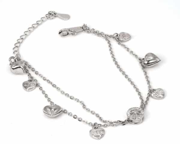 Elegant Sterling Silver Heart and Circle Pendant with Double Chain and zircons stones - Image 3