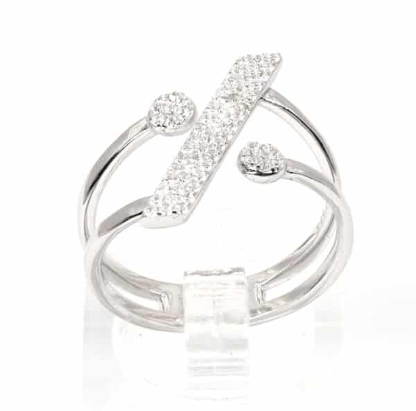 Unique Sterling Silver Ring with Sparkling Zircon Stones and Striking Percentage Symbol Design - Image 3