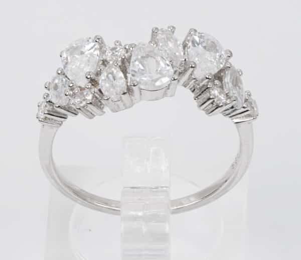 Artfully Designed Sterling Silver Ring with Exquisite Zircon Stones in a Unique Assortment of Shapes - Image 3