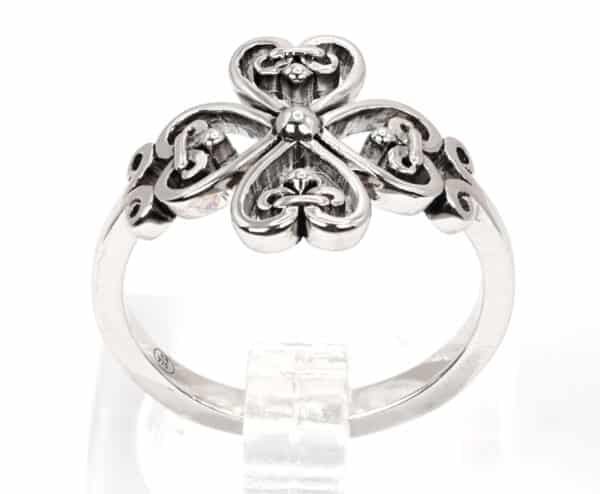 Contemporary Sterling Silver Ring with Interlocking Heart Design - Image 3