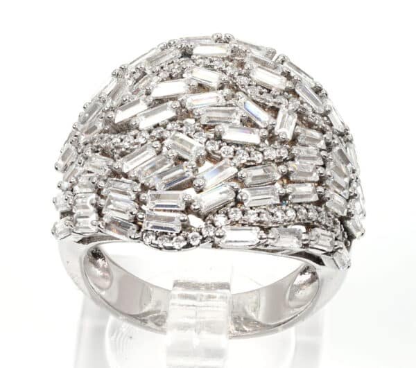 Radiant Sterling Silver Ring with a Dazzling Stream of Zircon Stones - Image 3