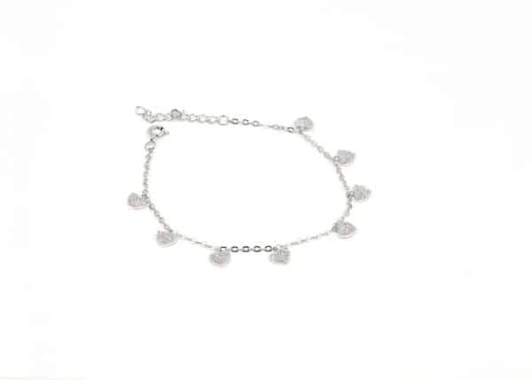 A dazzling sterling silver bracelet adorned with zircon stone hearts - Image 3