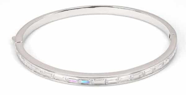 Elegant Sterling Silver Bracelet with Stunning Rectangular Zircon Stones - Image 3