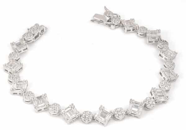Exquisite Sterling Silver Tennis Bracelet with Brilliant 5A Zircon Stones in Circle and Square Shapes - Image 3