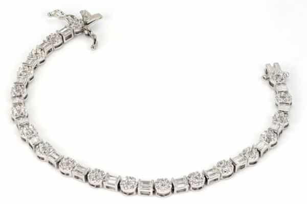 Exquisite Sterling Silver Tennis Bracelet with 5A Zircon Stones in Unique Circle and Square Shapes - Image 3