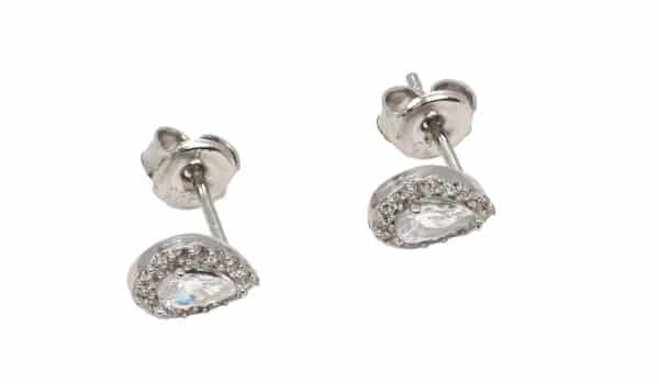 Sparkling Sterling Silver Stud Earrings with Zircon Stones - Image 2