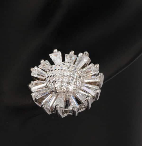 Sparkling Blooms: Sterling Silver Flower Earrings with Zircon Stones - Image 3