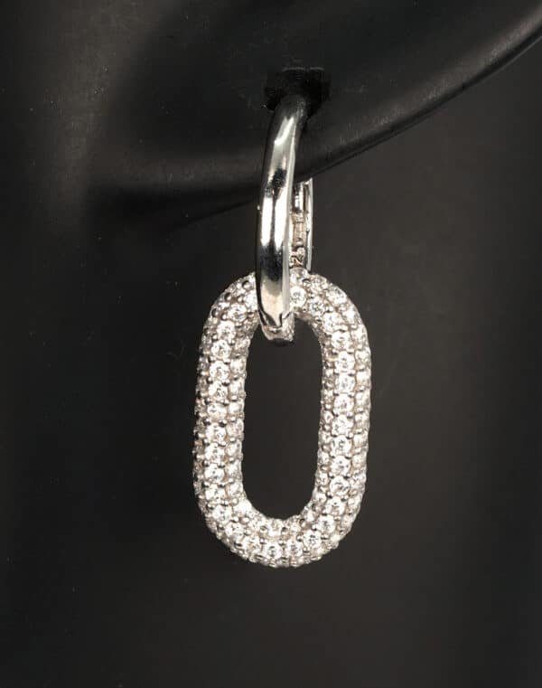 Zircon Chain and Circle: Sterling Silver Unisex Earrings for Effortlessly Chic Style - Image 3