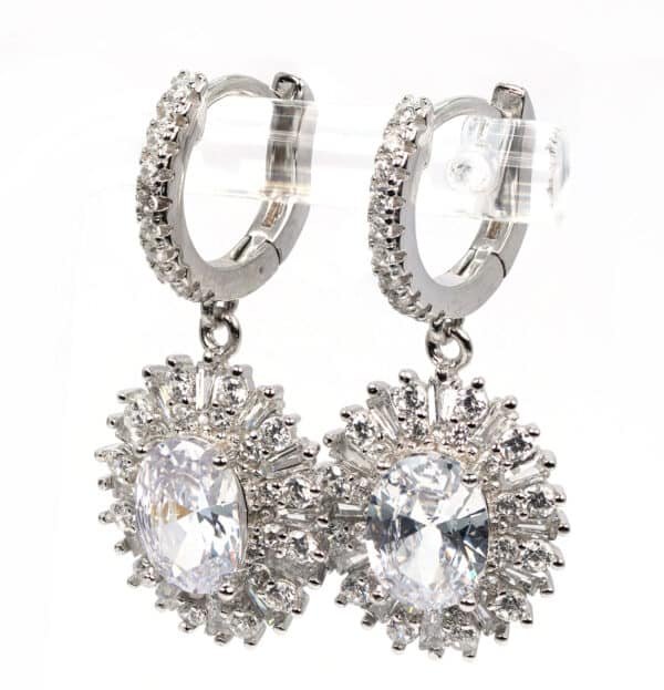 Sparkle of our premium sterling silver jewelry set earrings ring and necklace, adorned with intricately crafted zircon stones - Image 3