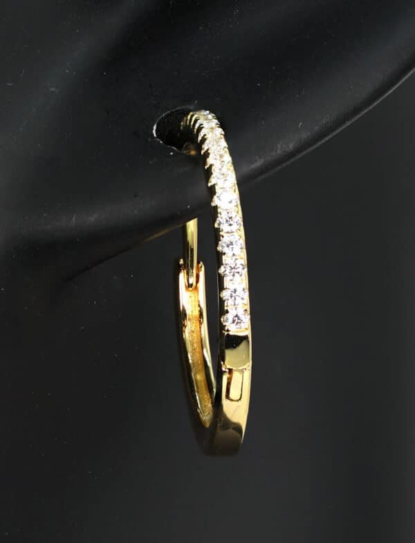 Sparkling Circle Earrings: Sterling Silver with Gold Plating and Zircon Stones - Image 3