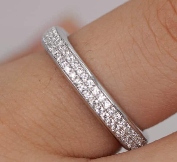 Sparkling Sterling Silver Ring with Continuous Rows of Zircon Stones - Image 2
