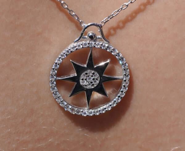 Sparkling Sterling Silver Necklace with Zircon Stones, Featuring a Dazzling Star and Small Circle Accents - Image 3
