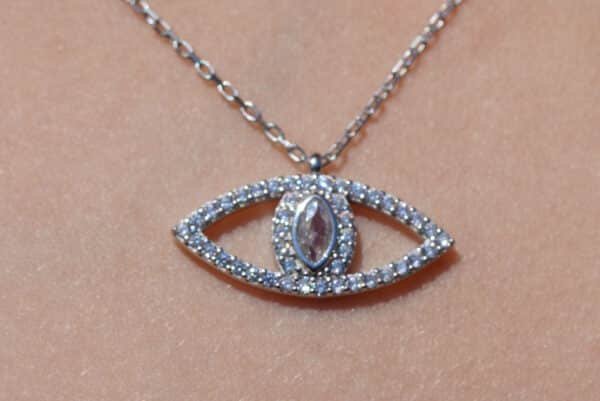 Elegant Sterling Silver Cat Eye Necklace with 5A Cubic Zircon Stones - Image 2
