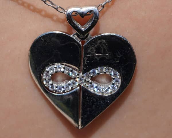 Sparkling Sterling Silver Heart Necklace with Forever Sign and Cubic Zircon Stones - Image 2