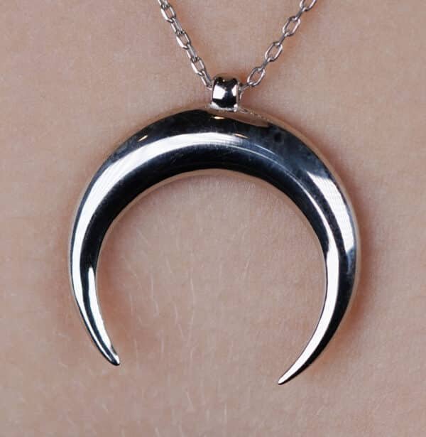 New Moon-Shaped Sterling Silver Necklace: Minimalist, Upside-Down Design - Image 2