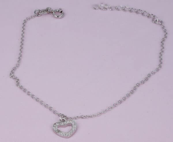5A Quality Sterling Silver Heart Bracelet with Sparkling Zircon Stones - Image 3