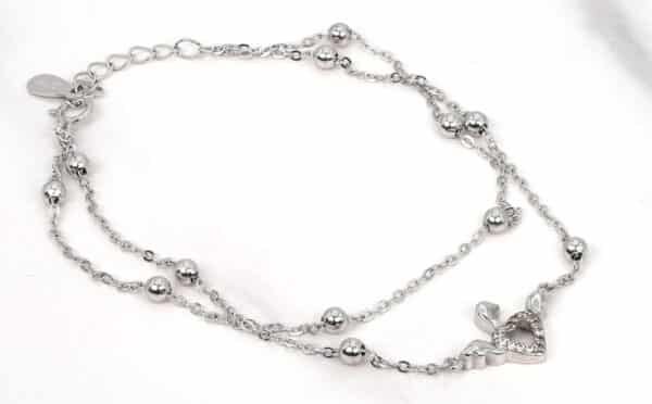 Stunning Sterling Silver Bracelet with Heart-Shaped Apple Stem Design and Chic Silver Beads unique design - Image 3