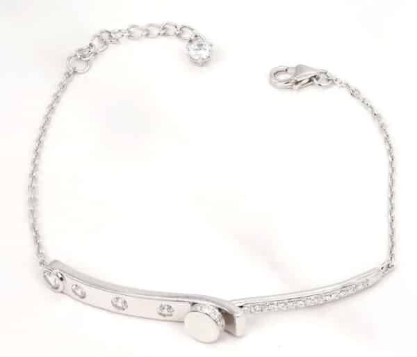 Stunning Sterling Silver 2-Piece Bracelet Set with Sparkling Zircon Stones - Image 2