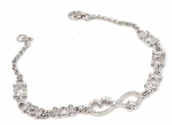 Forever Symbol Sterling Silver Bracelet with Circle and Chain Detailing in Various Shapes - Image 3