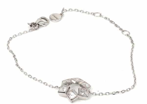 Stunning Sterling Silver Star Bracelet with 5 Square Zircon Stone-Studded Star Shapes and a Central Star Gap - Image 3