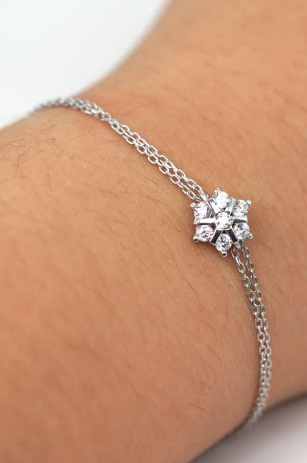 Sparkling Sterling Silver Kids Bracelet with Zirconia Flower star Accent - Image 4