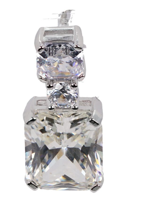 Stunning Sterling Silver stud Earrings with Sparkling Rectangle and Circle Zircon and citrine Stones - Image 3