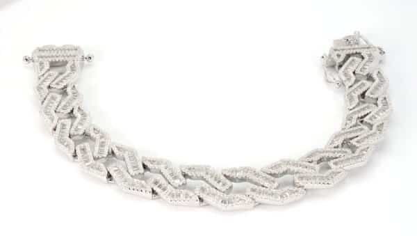 Elegant Sterling Silver Bracelet with Sparkling Zircon Stones - 45.6 Grams of Timeless Beauty - Image 3