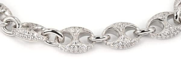 Elegant Sterling Silver Bracelet with Sparkling Zircon Stones and Unique Double Chain Design - Image 4