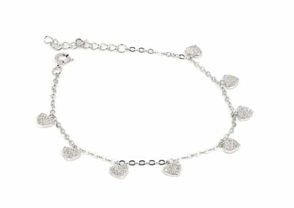 A dazzling sterling silver bracelet adorned with zircon stone hearts