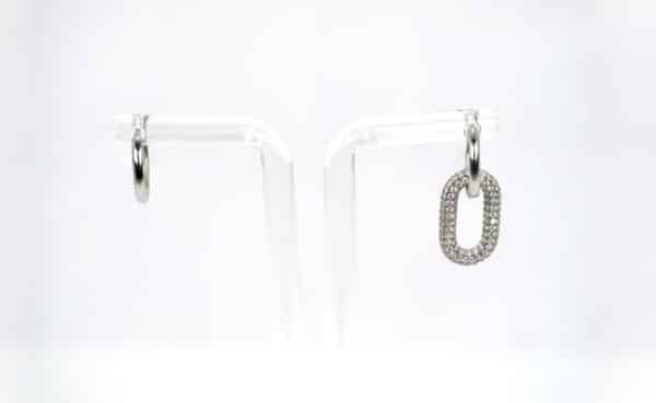 Zircon Chain and Circle: Sterling Silver Unisex Earrings for Effortlessly Chic Style - Image 4