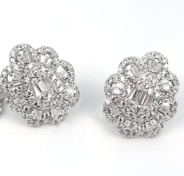 Flower Blossom Sterling Silver Jewelry Set: Ring, Earrings, and Necklace - Image 4