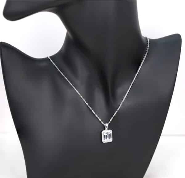 Elegant Sterling Silver Jewelry Set with Rectangular Zircon Stones - Necklace, Ring, and Earrings - Image 4
