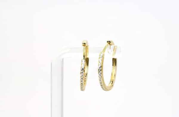 Sparkling Circle Earrings: Sterling Silver with Gold Plating and Zircon Stones