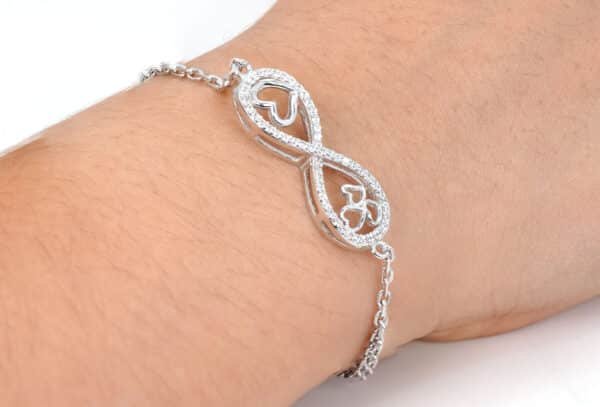 Stunning Sterling Silver Bracelet with Forever Symbol and Heart Design - Image 3