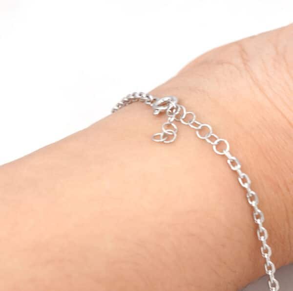 Stunning Sterling Silver Bracelet with 9 Circle Design - Featuring a Chic Combination of Plain and Zircon Stone Circles - Image 3