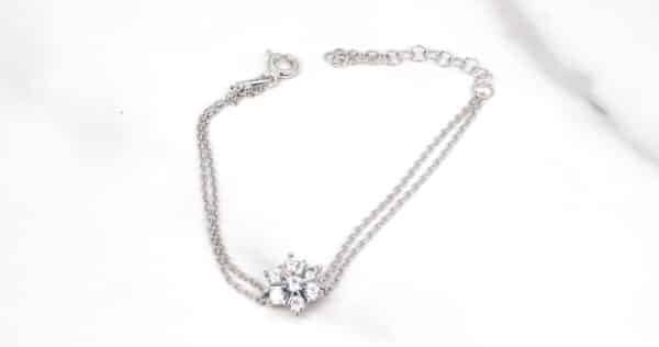 Sparkling Sterling Silver Kids Bracelet with Zirconia Flower star Accent - Image 2