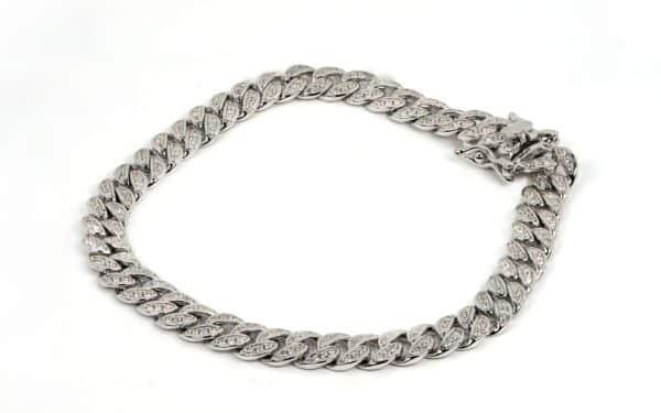 Sterling silver chain bracelet adorned with dazzling zircon stones - Image 3