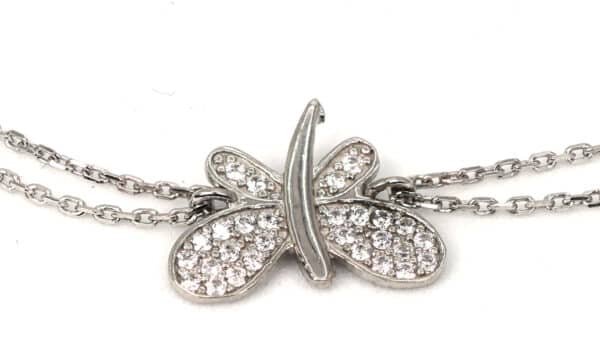 Enchanting Butterfly: Sterling Silver Bracelet with Sparkling Zircon Stones - Image 4