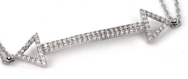 Zircon-Encrusted Sterling Silver Bracelet with Interlocking Arrow Design - Image 4