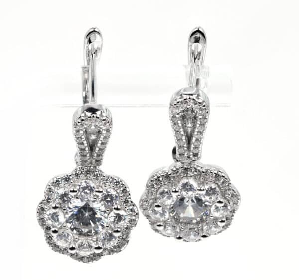 Dazzling Sterling Silver Set with Zircon Stones: Earrings and Ring - Image 5