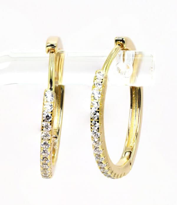 Sparkling Circle Earrings: Sterling Silver with Gold Plating and Zircon Stones - Image 4