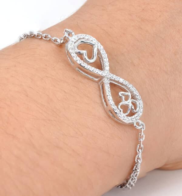 Stunning Sterling Silver Bracelet with Forever Symbol and Heart Design - Image 4