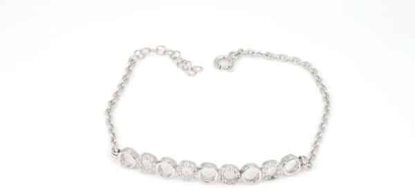 Stunning Sterling Silver Bracelet with 9 Circle Design - Featuring a Chic Combination of Plain and Zircon Stone Circles - Image 4