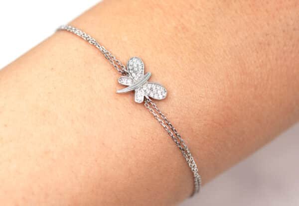 Enchanting Butterfly: Sterling Silver Bracelet with Sparkling Zircon Stones
