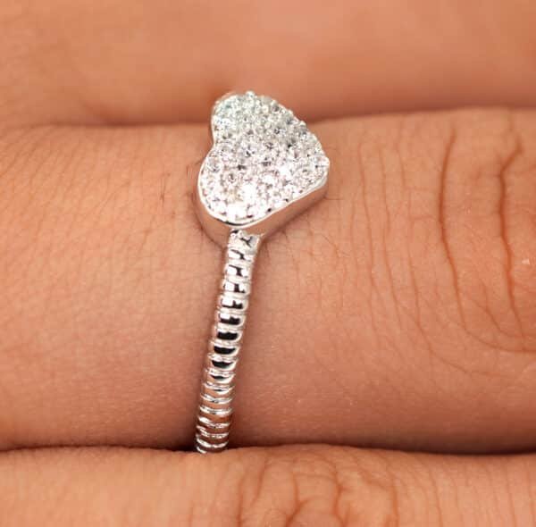 Sparkling Sterling Silver Double Heart Ring with Zircon Accents and Sleek Silver Band - Image 4