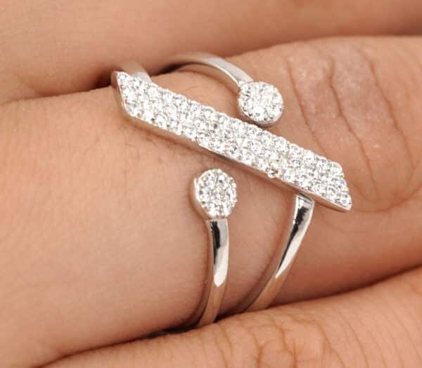 Unique Sterling Silver Ring with Sparkling Zircon Stones and Striking Percentage Symbol Design - Image 4