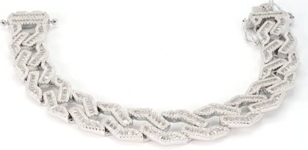 Elegant Sterling Silver Bracelet with Sparkling Zircon Stones - 45.6 Grams of Timeless Beauty - Image 4
